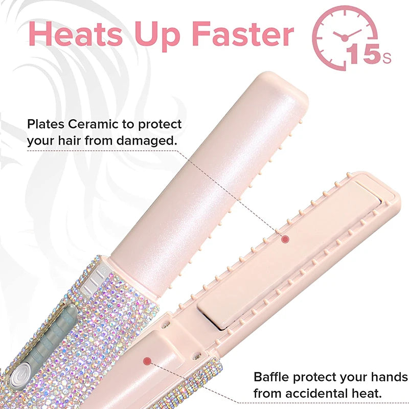 Portable Hair Straightener With Rhinestones